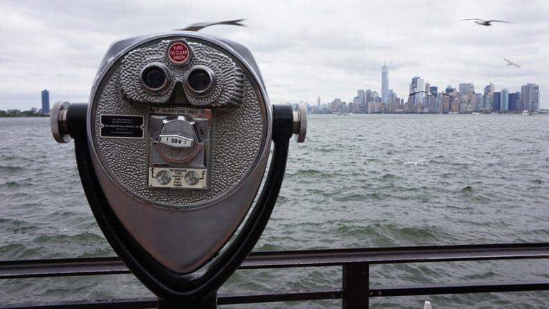 New York, Liberty Island, Skyline Manhattan