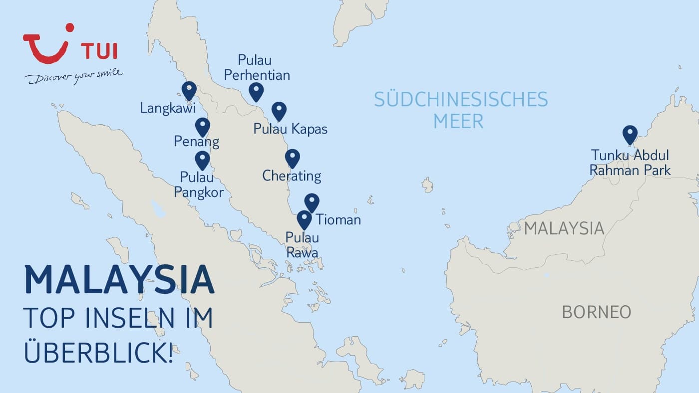 Karte von Malaysia: Die schönsten Inseln in der Übersicht