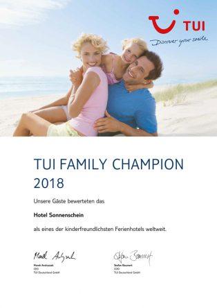 Urkunde für die TUI FAMILY Champions