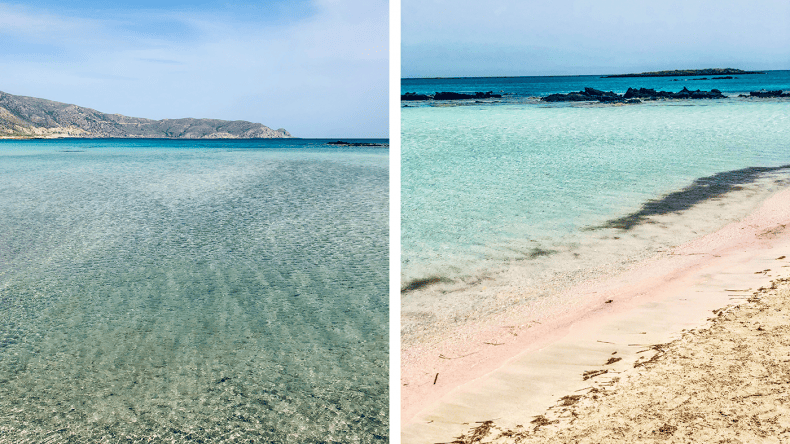 Der rosafarbene Korallensand wird wegen seines malerischen Strandes und des türkisfarbenen Wassers auch als Malediven von Kreta bezeichnet.
