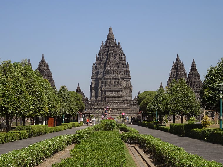 Blick auf den Prambanan Tempel, zweiter Stopp an diesem Tag.