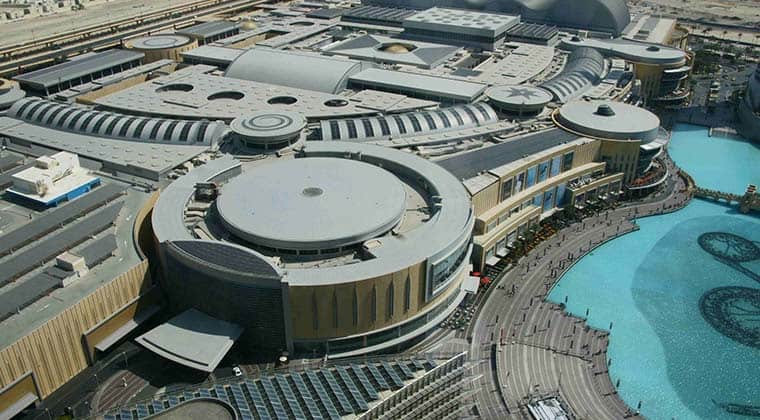 Mehr als eine halbe Million Quadratmeter Verkaufsfläche: Blick aus luftiger Höhe auf die „Dubai Mall“
