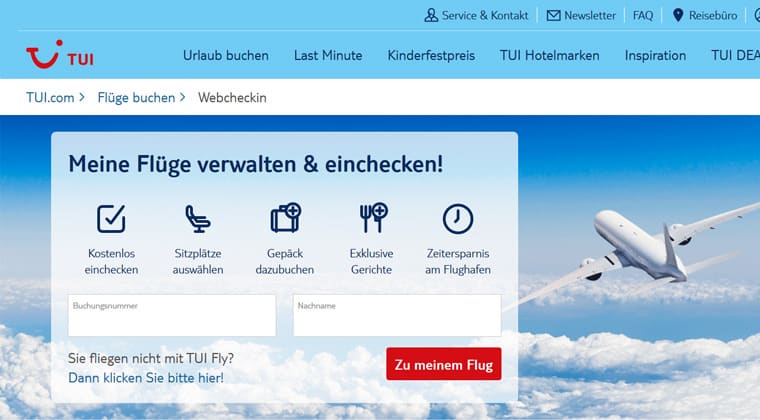 TUI fly Web Check-in