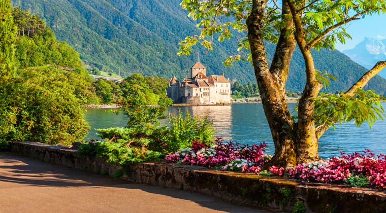 Schloss Chillon am Genfer See in der Schweiz
