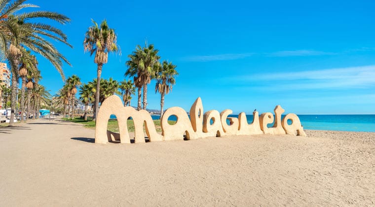 Bekannteste Strand Málagas Playa la Malagueta