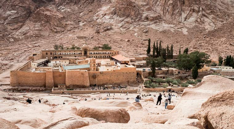 Katharinenkloster innerhalb der Schutzmauer am Berg Sinai in Ägypten