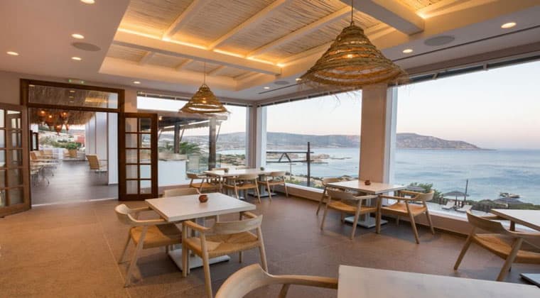 Blick aufs Meer vom Restaurant des Aegean Village Hotels.