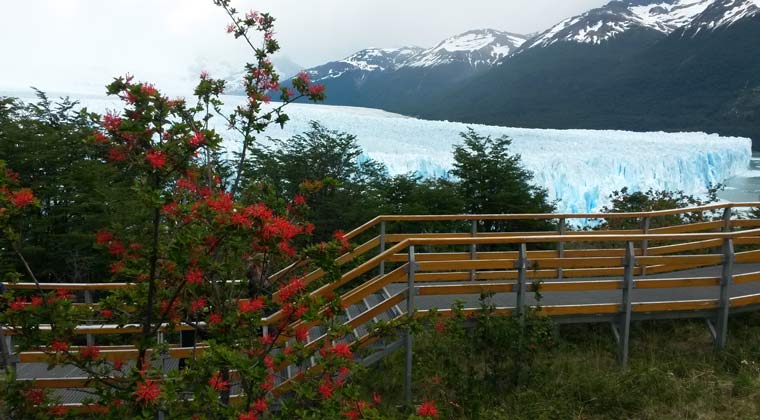 Argentinien Patagonien Ein Steg am Gletscher Perito Moreno