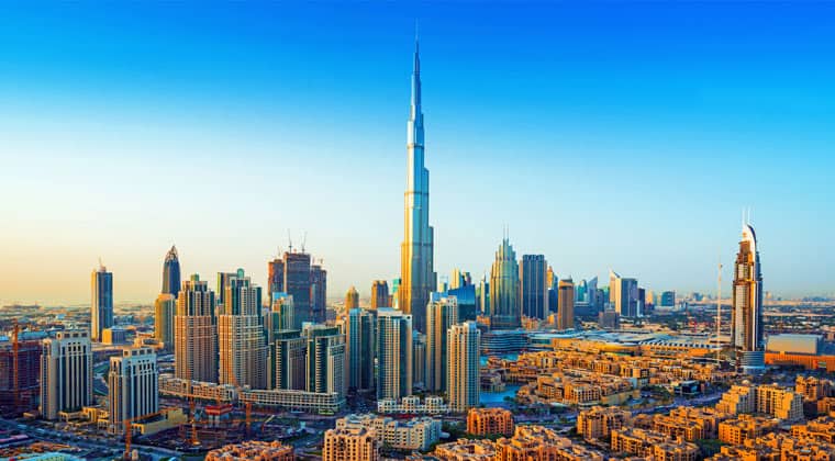 Blick auf die Dubai Downtown Skyline