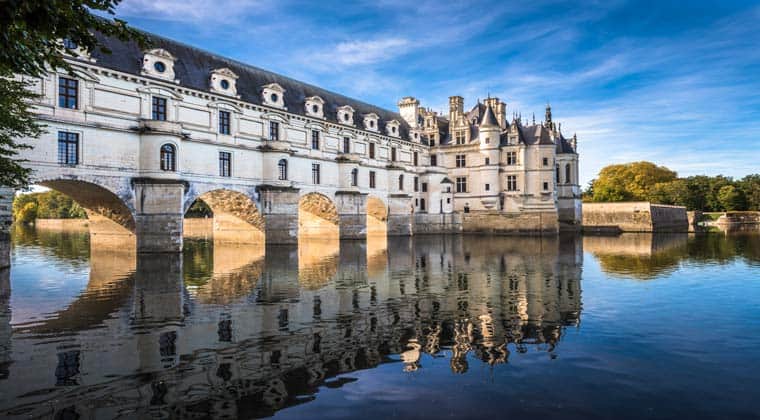 Blick auf das Wasserschloss Chenonceau an der Loire