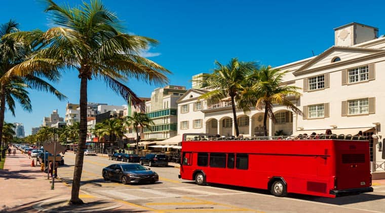 Das Art Deco Viertel in Miami - hier befinden sich die meisten Gebäudes im Art Deco Stil.