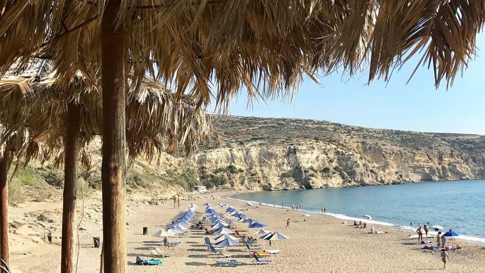 Blick von der Strandbude am Kommos Beach