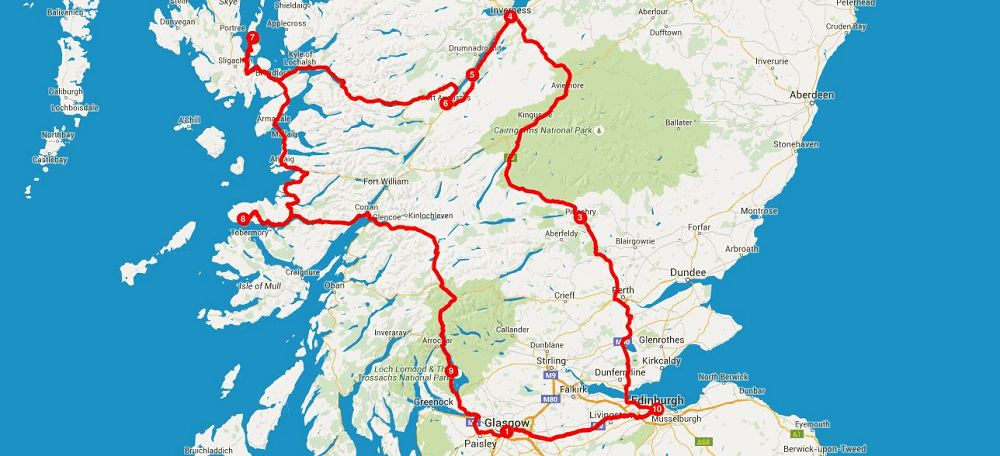 Karte Schottland-Tour