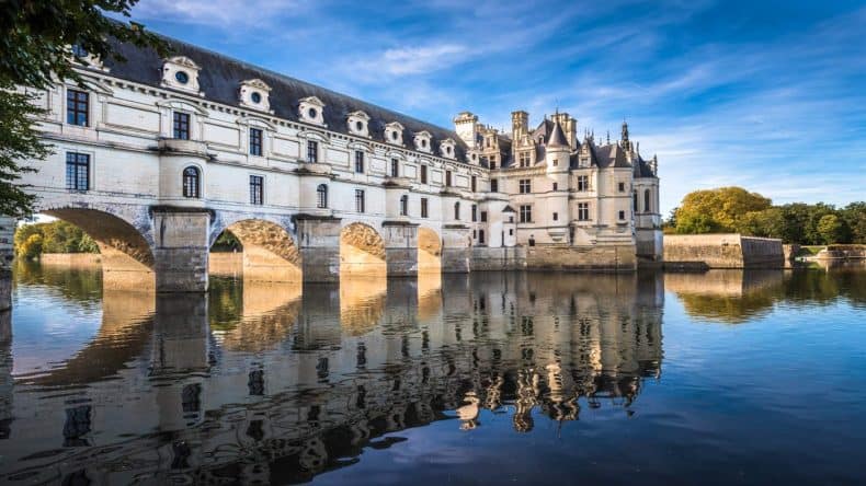 Blick auf das Wasserschloss Chenonceau an der Loire