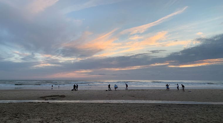 Frankreich Montalivet Sonnenuntergang
