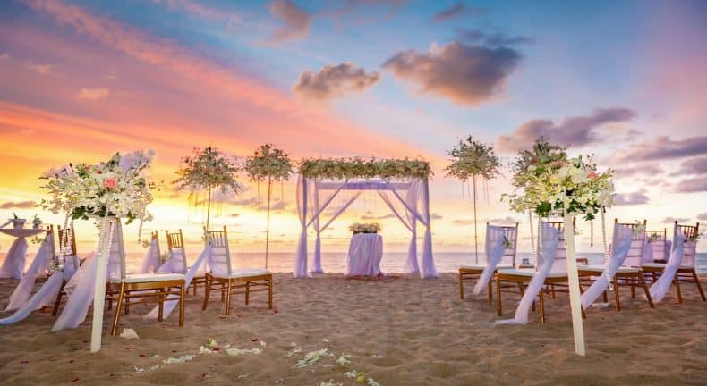 Heiraten am Strand Sonnenuntergang trandhochzeit