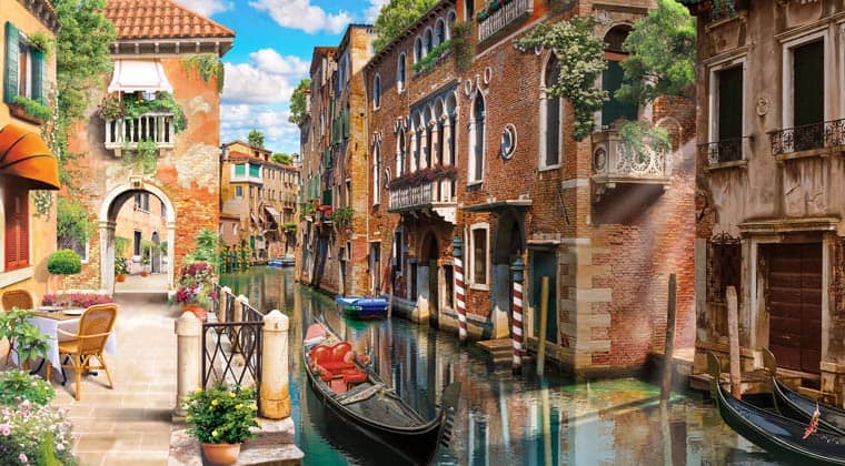 Idyllische Wasserstraße in Venedig Italien