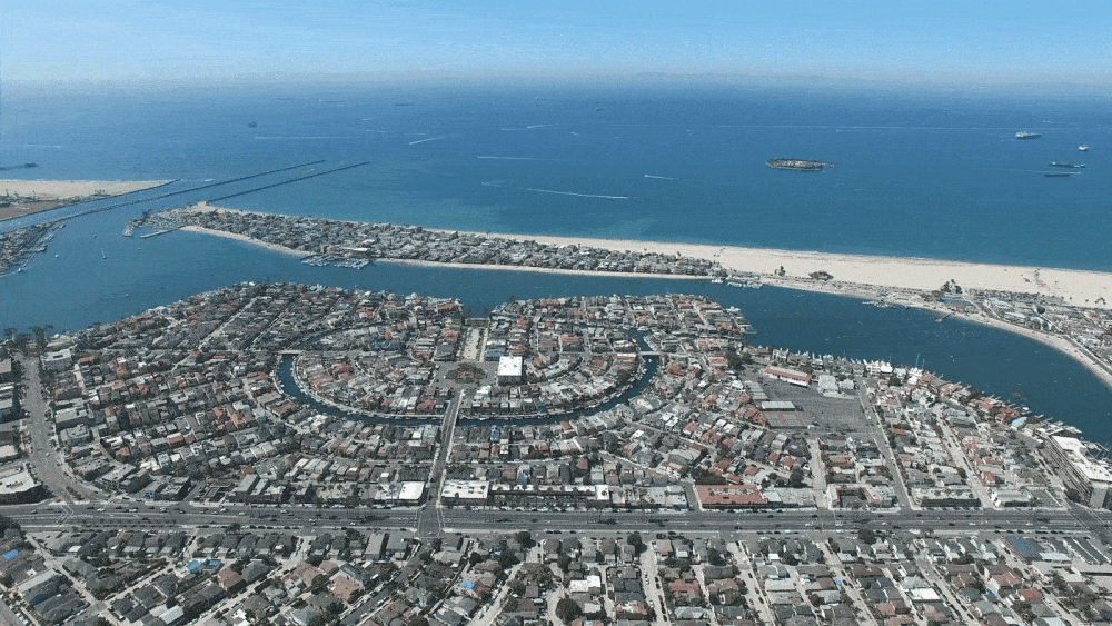 Blick auf Long Beach von oben, Los Angeles, USA