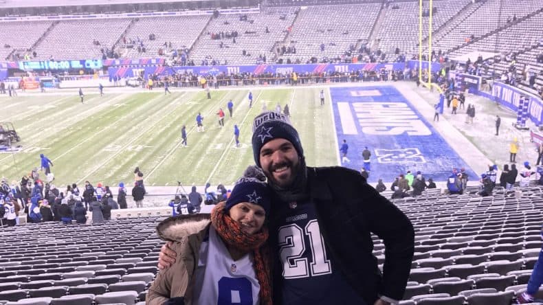 Meine Frau und ich im Metlife Stadium in New York zum Spiel New York Giants gegen Dallas Cowboys
