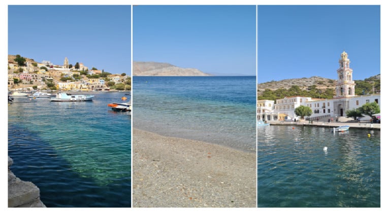Impressionen von der Insel Simy in der Nähe von Rhodos in Griechenland.