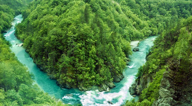 Blick auf den Tara Fluss in Montenegro