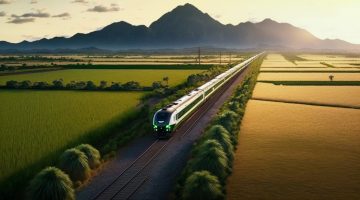 Nachtzüge Europa: Zug fährt durch die Landschaft