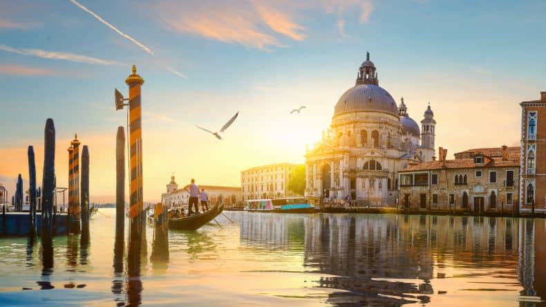 Italien, Venedig, Canal Grande bei Sonnenuntergang