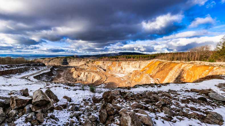 Blick auf das Kalkbergwerk Winterberg, Bad Grund, Harz, Deutschland