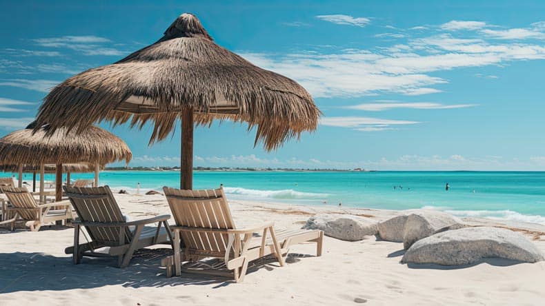 Varadero Beach auf Kuba - entspannen im Liegestuhl oder eine Abkühlung im Meer genießen.