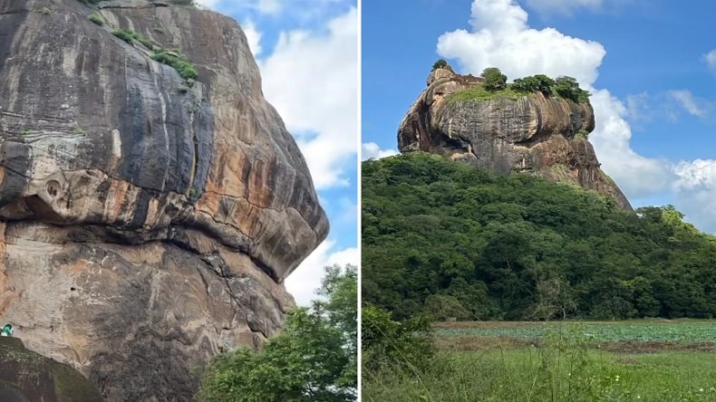 Blick auf den berühmten Sigirya-Felsen auf Sri Lanka, Felsen, grüne Vegetation
