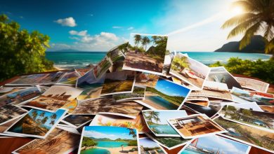 Urlaubserinnerungen auf Polaroid Bildern festgehalten