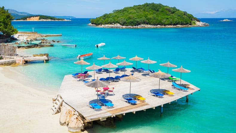 Blick auf Ksamil Beach Albanien