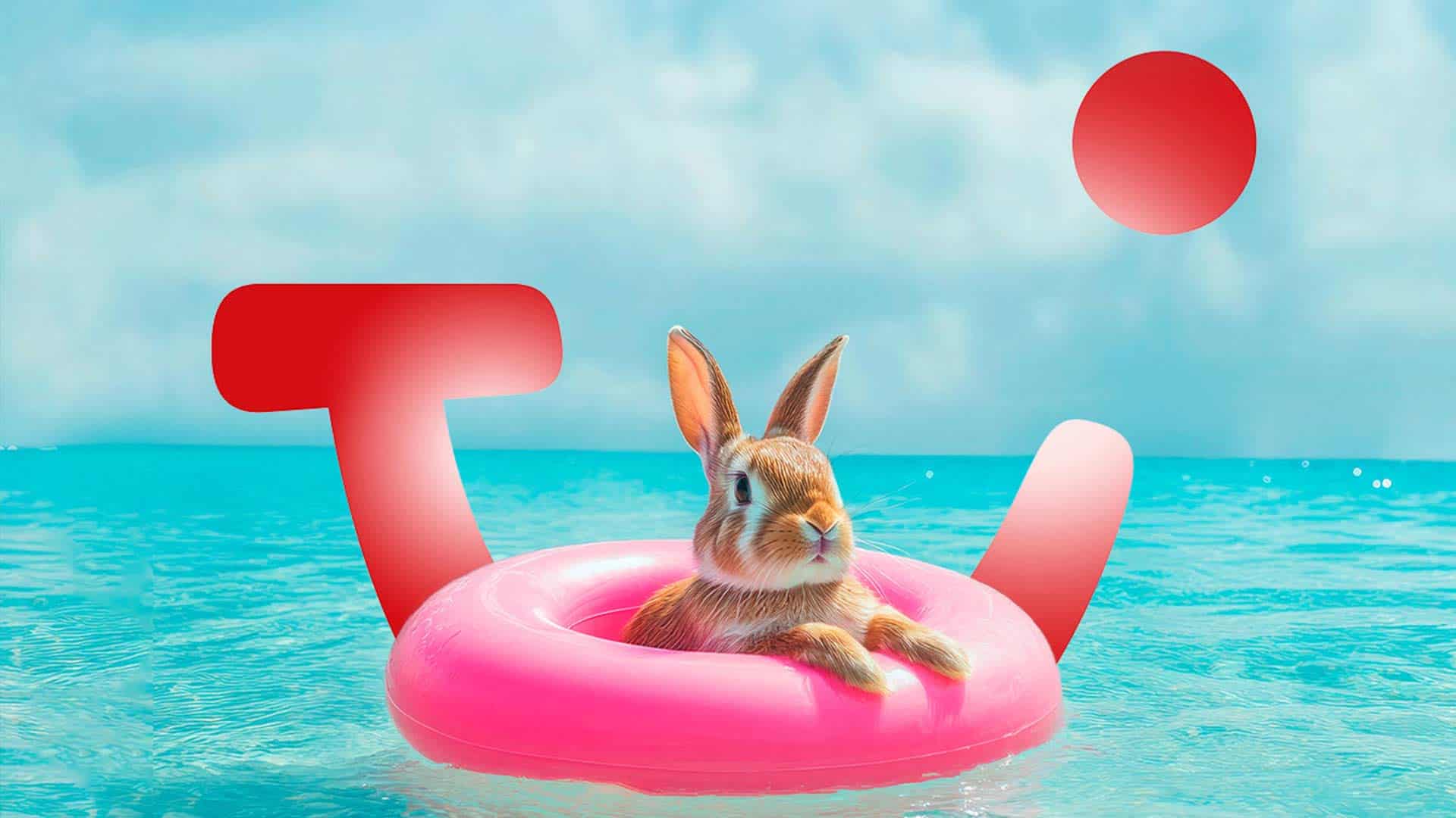 Osterhase im Schwimmring