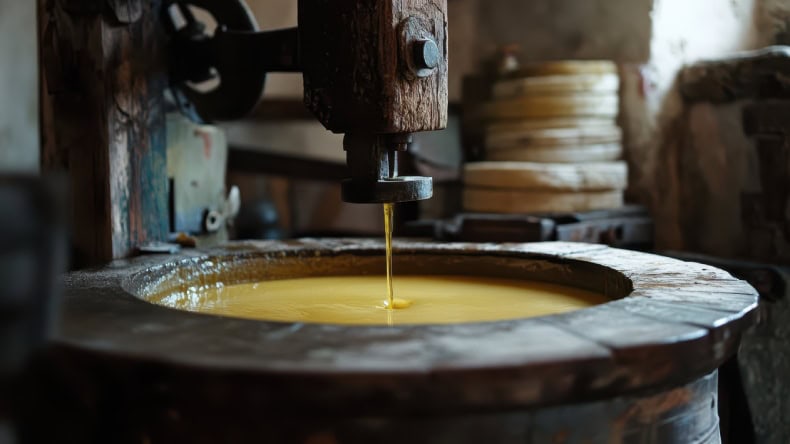 Olivenölpresse in einer Ölmühle