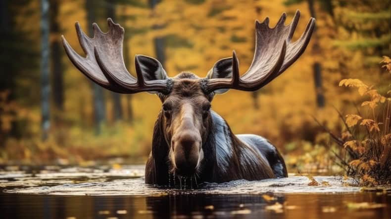 Elch in einem See, Algonquin Nationalpark, Ontario, Kanada