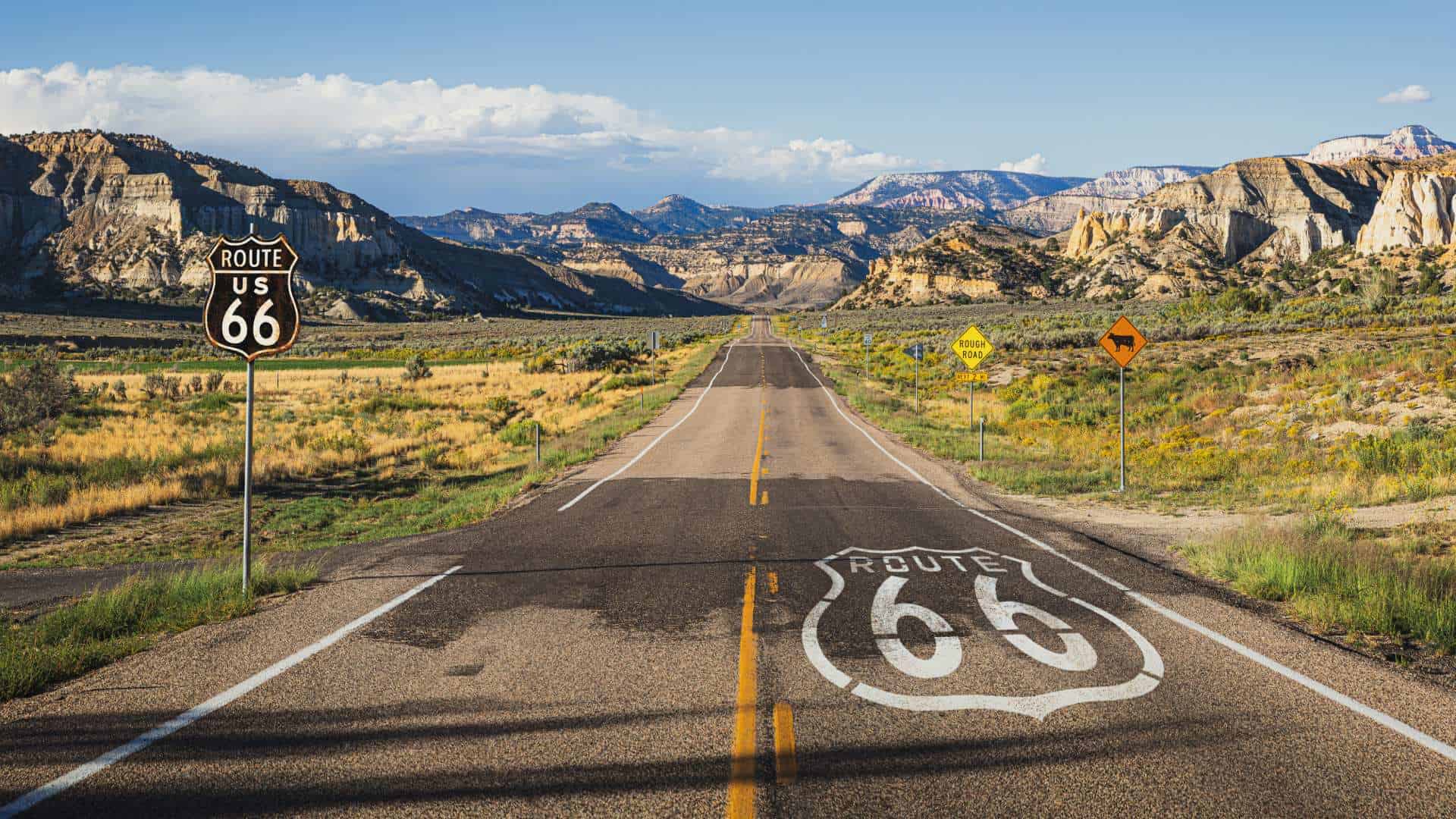 Blick auf die legendäre Route 66 in den USA.