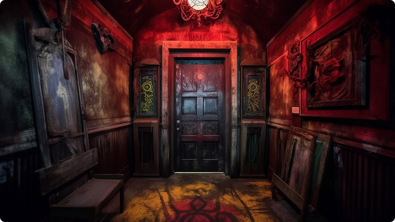 Gruseliger dunkler Escape Room
