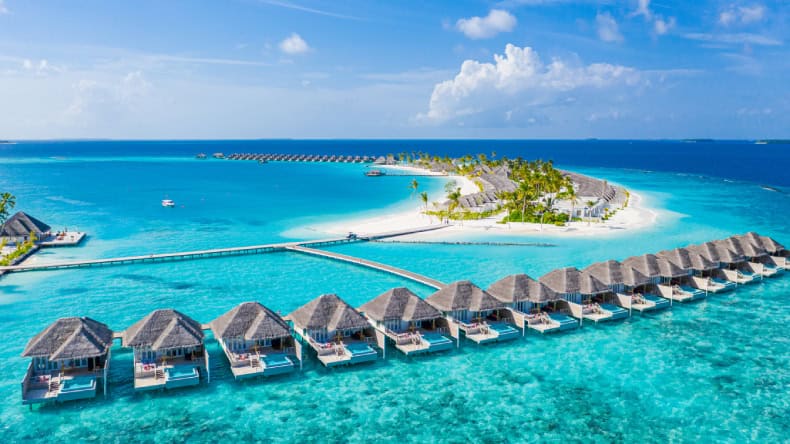 Wasservillen, Meer, Insel auf den Malediven