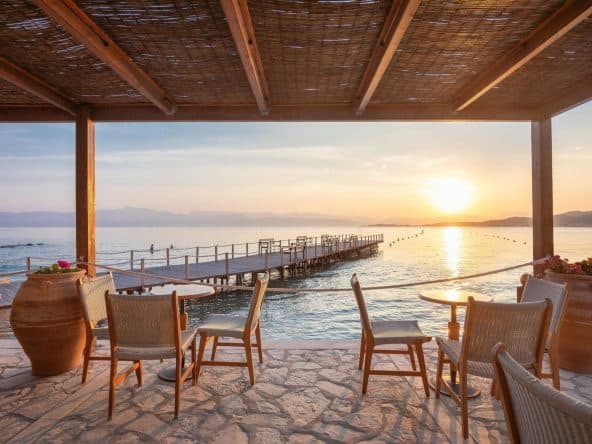 Korfu-TUI Kids Club Roda Beach Sonnenuntergang Blick aufs Wasser