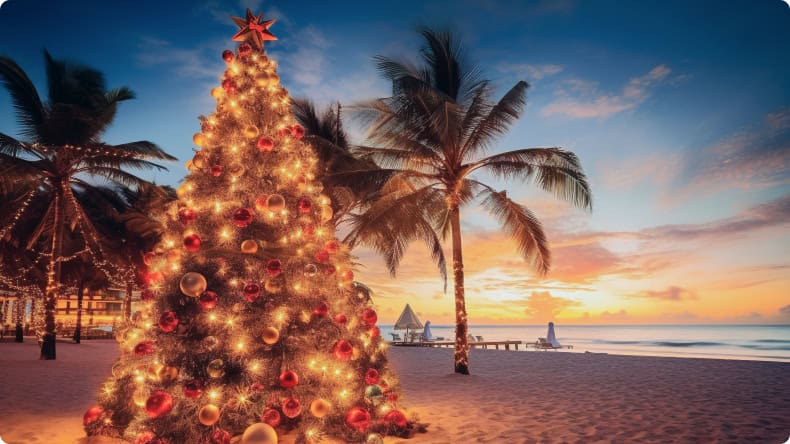 Weihnachtsbaum am Strand