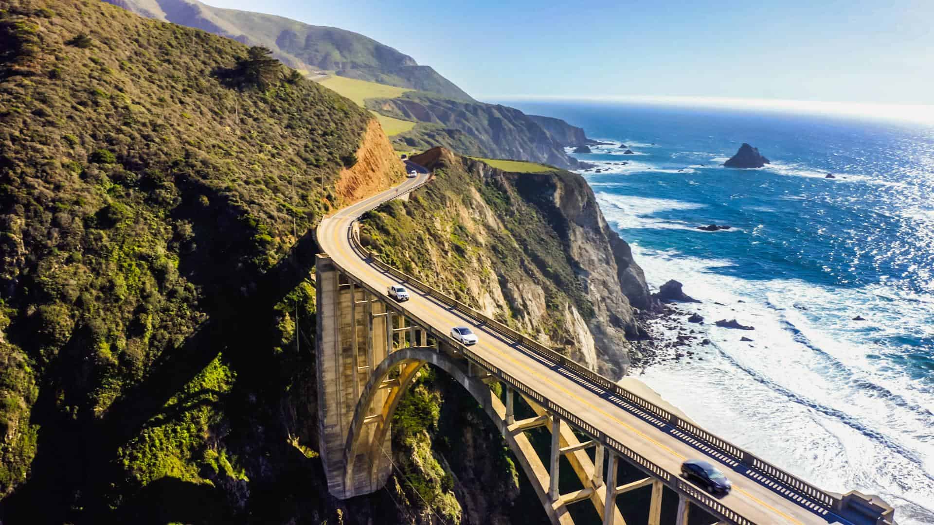 Bixby Creek Bridge, Highway 1 und Big Sur Küste Kaliforniens.