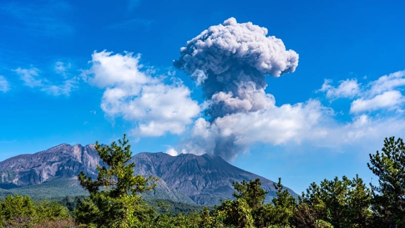 Blick auf den Vulkan Sakurajima, Japan
