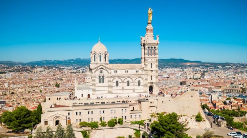 Blich auf Notre Dame de la Garde, Marseille, Frankreich