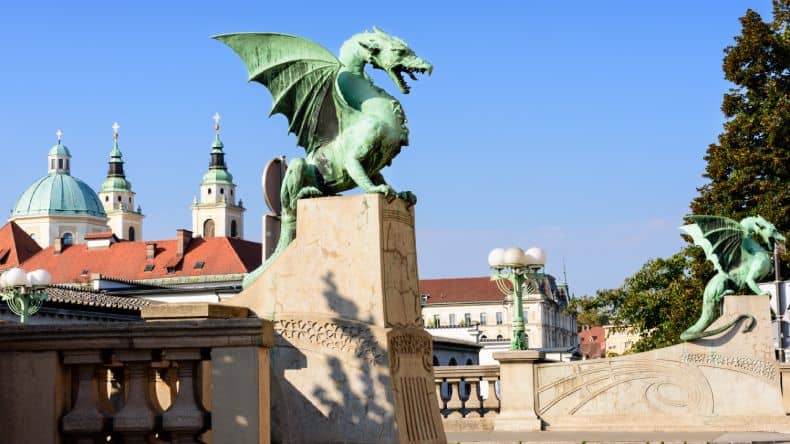 Drachenbrücke in Ljubljana, der Hauptstadt von Slowenien.
