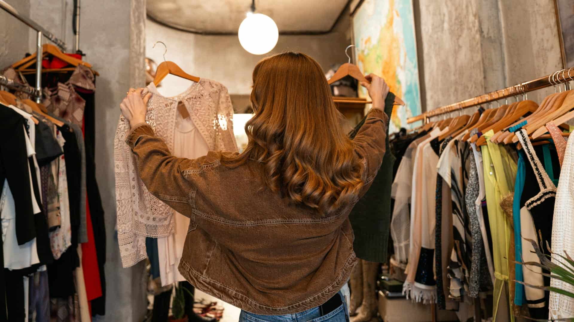 Frau beim Bekleidung Shopping