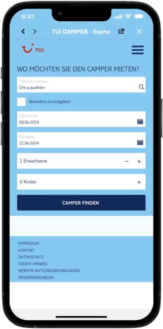 tui grafik smartphone camper