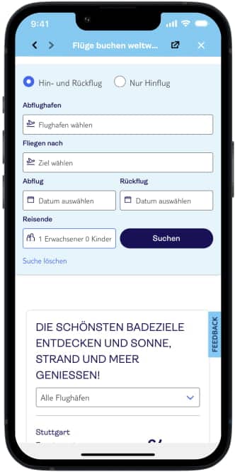tui grafik smartphone fluege