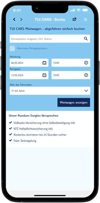 tui grafik smartphone mietwagen